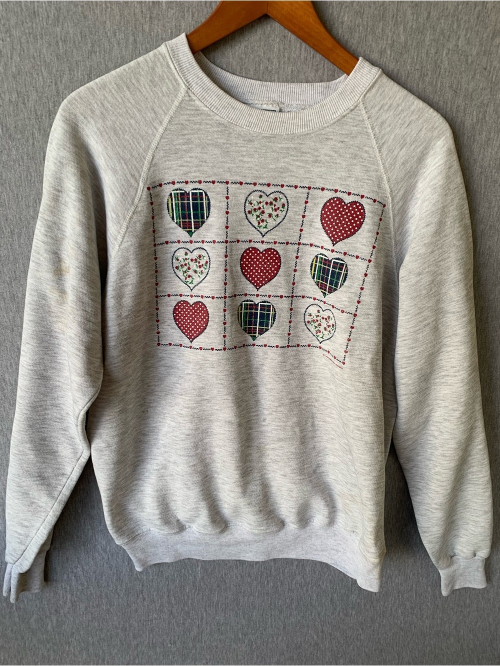 Vintage Hearts Lee Crewneck Sweatshirt 90s Sweater 1990 Country Primitive